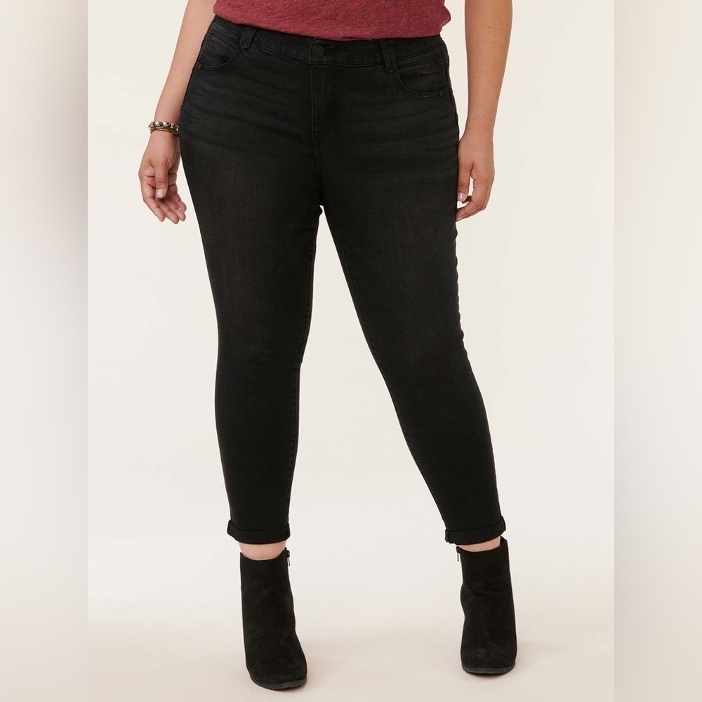 Democracy "Ab"solution Jeans Womens 24W Black Tummy Control Plus Ankle Skimmer